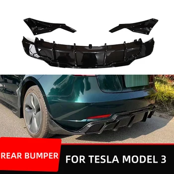 Pre Tesla Model 3 2019 2020 2021 2022 2023 Zadný Nárazník Difúzor Pery Telo Kit PP Plastu Čierna Carbon Fiber Vzor Príslušenstvo