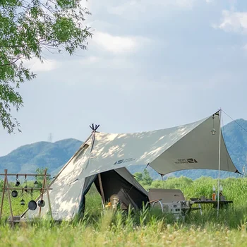 Prenosné Camping Indiánsky Stan Ihlan Vonkajšie Skladacie 3-4 Priestor Ochrana proti Slnku a Dažďu