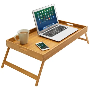 Prenosný Stôl Bambusu Skladacia Raňajky Slúžiace Posteľ Zásobník Prenosný Mini Piknikový Stôl Úložného Priestoru Notebooku Stolná Lampa Držiteľ