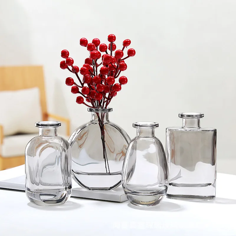 Priehľadné Sklenené Vázy pre Domova, Malé Hydroponických Rastlín Sklenené Fľaše, Obývacia Izba Dekorácie, Sušené kvety1
