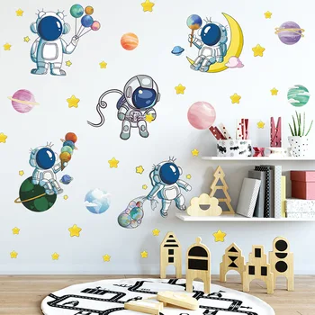 Priestor Astronaut Cartoon Samolepky na Stenu Eco-friendly Domova PVC Stenu Umenie, nástenné Maľby pre Deti, Spálne, detskej izbe Detská izba