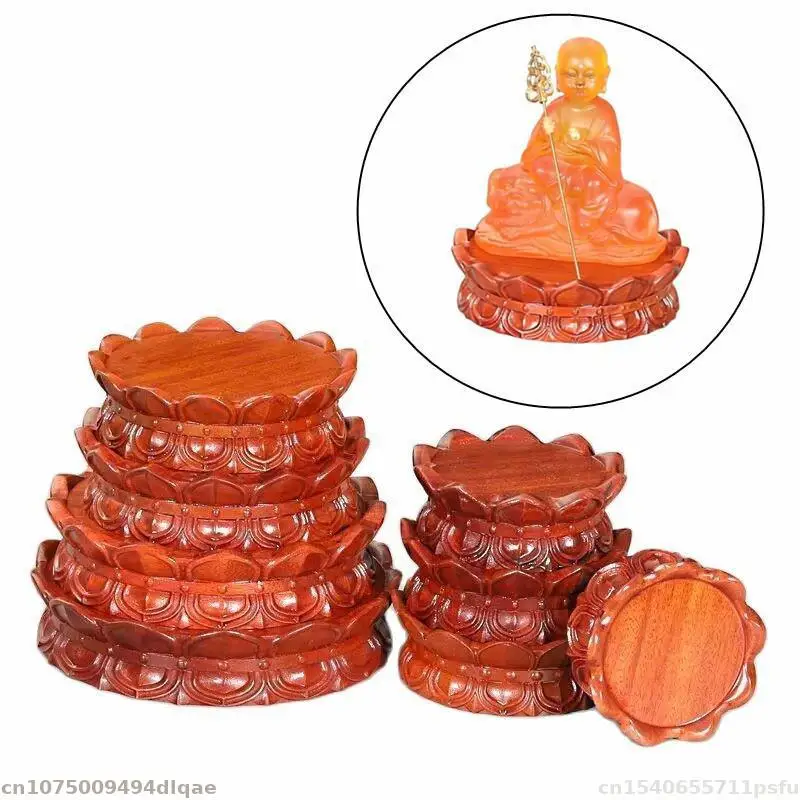 Prírodné Masívne Drevo Lotus Podstavec Remesiel Pre Sochu Budhu Guanyin Bódhisattva Woodcraving Buddha Váza Displej Postaviť Oltár Polica1