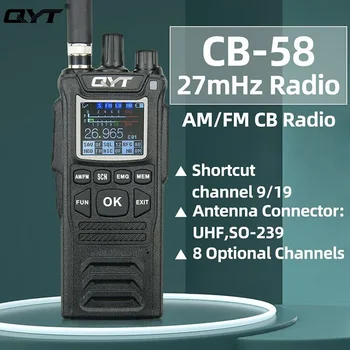 Pôvodné QYT 27 mhz CB-58 Rádio Štandardné Prenosné 26.965-27.405 40 MHz Kanál, AM/FM Rádio CB vysielačku s 4100mAh Batérie