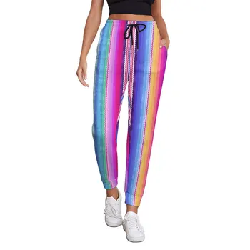 Rainbow Pruhované Nohavice Na Jar Farebné Tlač Klasické Tepláky Žena Hip Hop Dizajn Nohavice Big Veľkosť