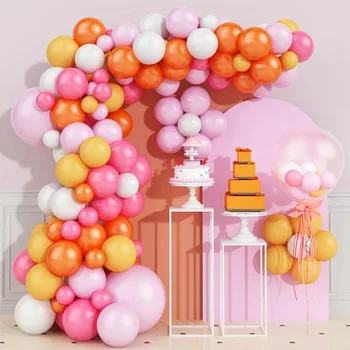 Ružová Oranžová Balón Veniec Arch Auta Latexový Balón Narodeninovej Party Dieťa Strany Sprcha Balón Nastaviť