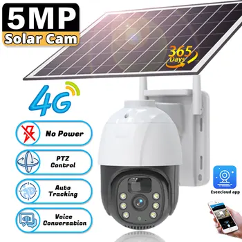 Smart Home 5MP 4G Bezdrôtový PTZ Solárne Fotoaparát 360° Vonkajšie AI ľuďmi Secuity WIFI Dohľadu IP Kamera IP66 Nepremokavé