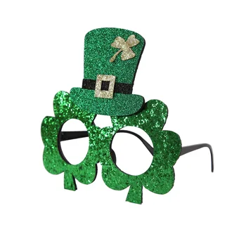 St. Patrick ' s Party Dekorácie Okuliare Zelený Klobúk Ďatelina Írsky Festival Okuliare Deti Foto Prop Samostatné klobúk