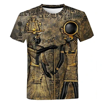 Staroveké Black Egyptské Umenie 3D Vytlačené T-shirt Muži Ženy Móda Bežné Krátky Rukáv Starovekého Egypta Klasická Streetwear T Tričko