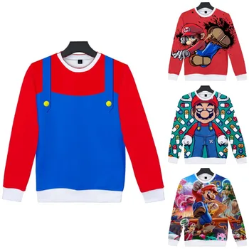 Super Marios Bros Človeka, Mikiny Anime Obrázok Marios Cosplay Detí Pulóver Topy Cartoon Bežné Dlhé Rukávy Streetwear