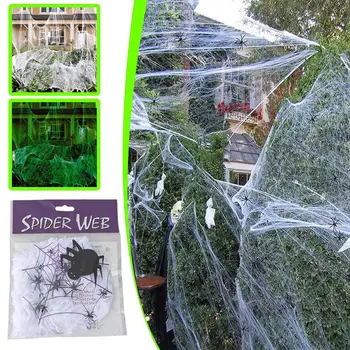 Svetielka v tme Spider Bavlna Tvárny Umelé Pavučinu Halloween Dekorácie Pre Strán Domov Bar Strašidelný Dom Dekor Rekvizity E8Q9