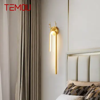 TEMOU Moderné Zlato Mosadz Nástenné Svietidlo LED, 3 Farby Tvorivé Elegantné Sconce Svetlo pre Domáce Obývacia Izba