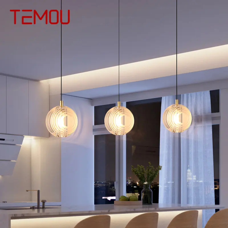 TEMOU Nordic Mosadz Prívesok Svetlo LED Moderné Jednoducho Kreatívne Kruhové Crystal Visí Lampa Pre Domáce Jedáleň, Spálňa0