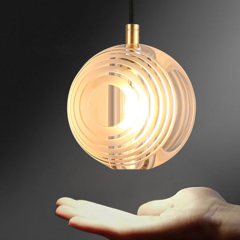 TEMOU Nordic Mosadz Prívesok Svetlo LED Moderné Jednoducho Kreatívne Kruhové Crystal Visí Lampa Pre Domáce Jedáleň, Spálňa1