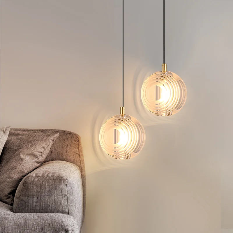 TEMOU Nordic Mosadz Prívesok Svetlo LED Moderné Jednoducho Kreatívne Kruhové Crystal Visí Lampa Pre Domáce Jedáleň, Spálňa2