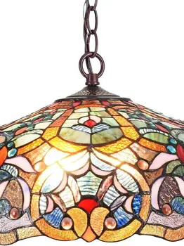 Tiffany Prívesok Svetlo Kvet Victorain Antický Štýl vitráže Visí Lampa 2 Ľahké 16 Palcov Široký pre Kuchyňa