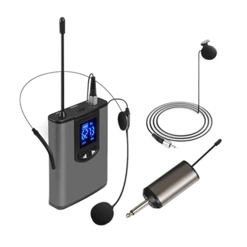 UHF Prenosné Bezdrôtové Slúchadlá/ Lavalier Klope Mikrofón s Bodypack Vysielač a Prijímač 1/4-Palcový Výstup pre Live Na