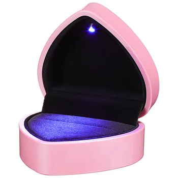 V Tvare srdca Krúžok Box Krúžok Prípade Šperky Zobraziť Okno Náhrdelník Prípade s LED Svetlom