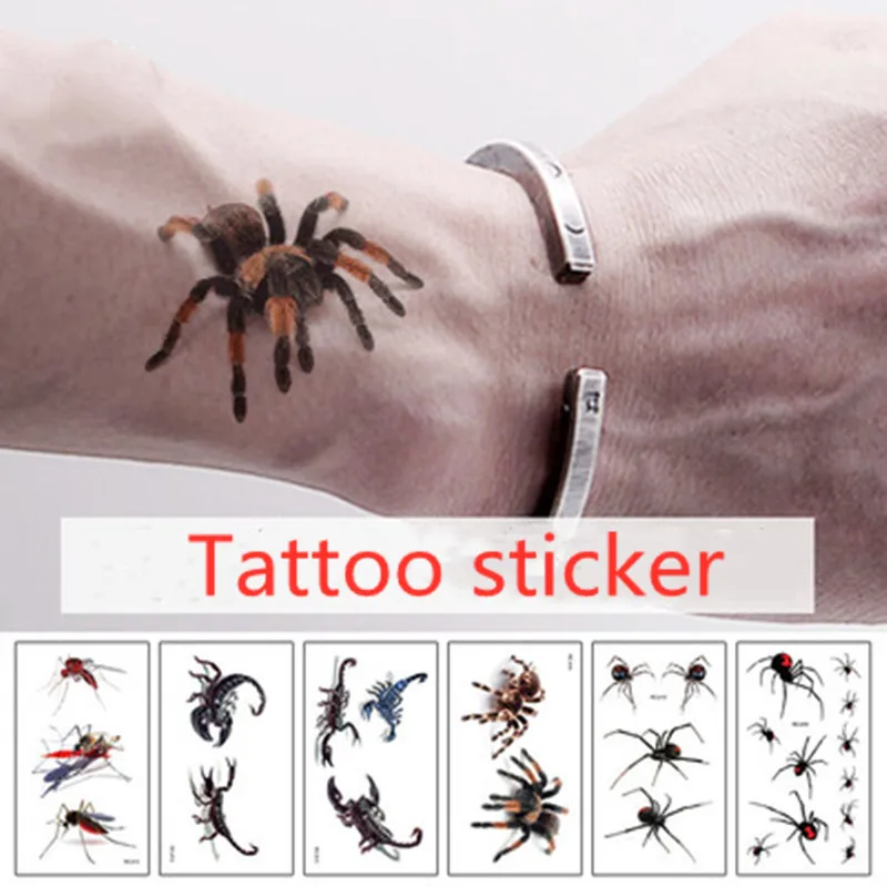 Veľkoobchodný Predaj Hot 3D Spider Tetovanie Škorpióna, Dočasné Tetovanie Samolepky Pre Ženy A Mužov Na Halloween Falošné Tetovanie Body Art Vtip1