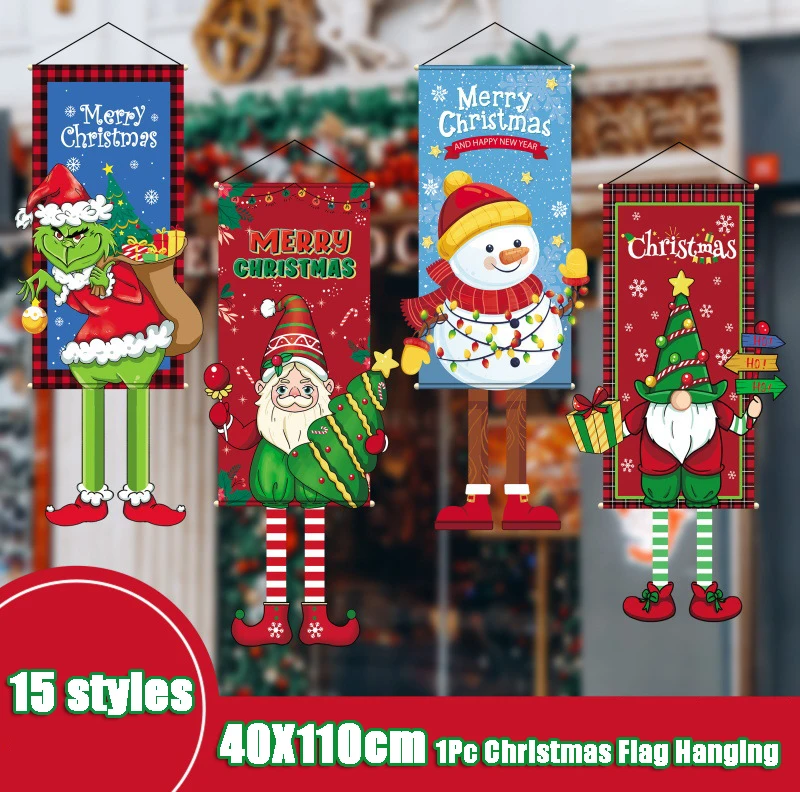 Vianočné Banner Visí Vlajka Santa Claus Veselé Vianočné Dekorácie Pre Domov Verandu Vonkajšie Vnútorné Závesné Ozdoby Vianočné Výzdoba1