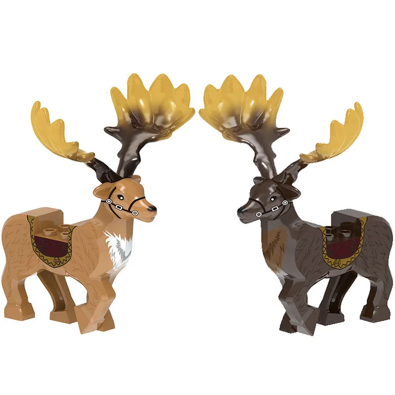 Vianočné Darčeky Zvieratá Stavebné kamene Vianočné Elk Sobov Jeleň Údaje tehly Hračky pre Deti detský Vianoce šachovnice Blok1
