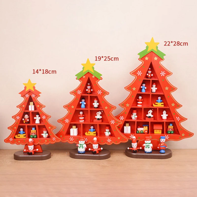 Vianočné Ozdoby, Drevené Vianočný Stromček Tvorivej Scény Rozloženie Ozdoby Troch-dimenzionální Červená Vianočné Tabuľka Desktop Dekorácie1