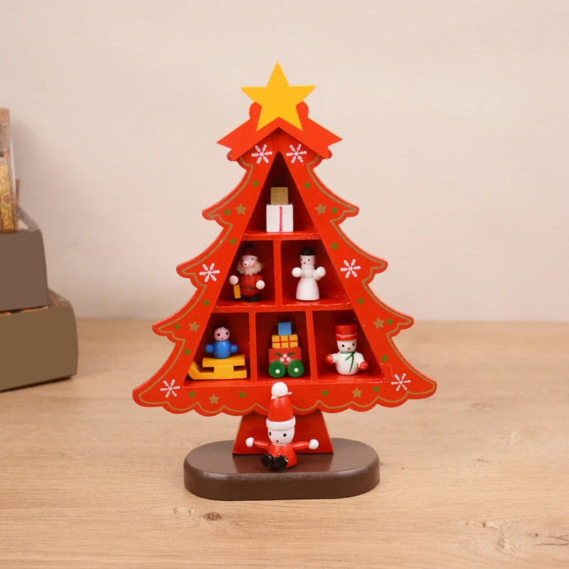 Vianočné Ozdoby, Drevené Vianočný Stromček Tvorivej Scény Rozloženie Ozdoby Troch-dimenzionální Červená Vianočné Tabuľka Desktop Dekorácie2