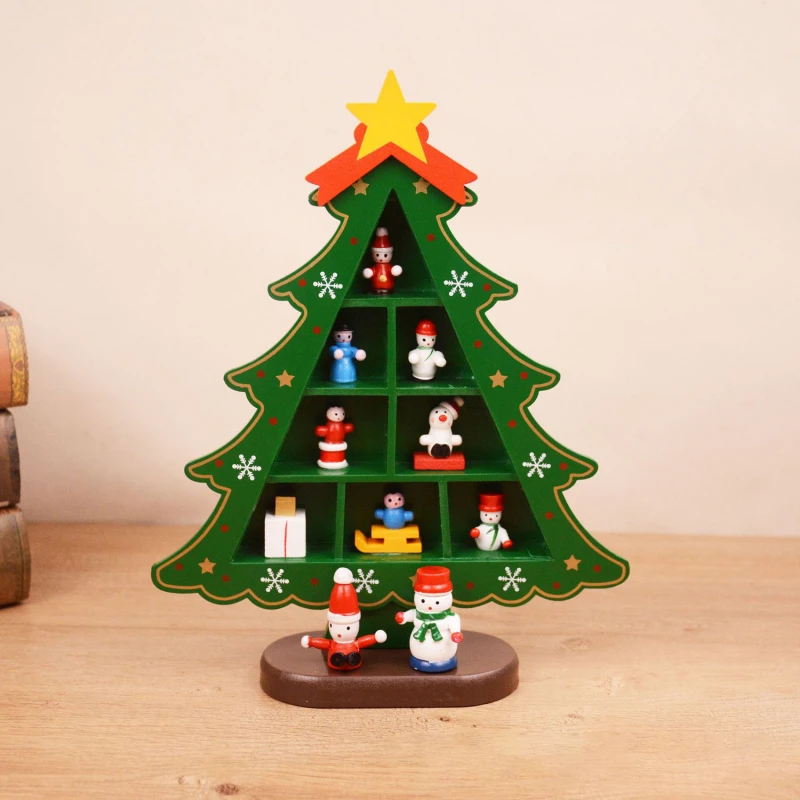 Vianočné Ozdoby, Drevené Vianočný Stromček Tvorivej Scény Rozloženie Ozdoby Troch-dimenzionální Červená Vianočné Tabuľka Desktop Dekorácie3