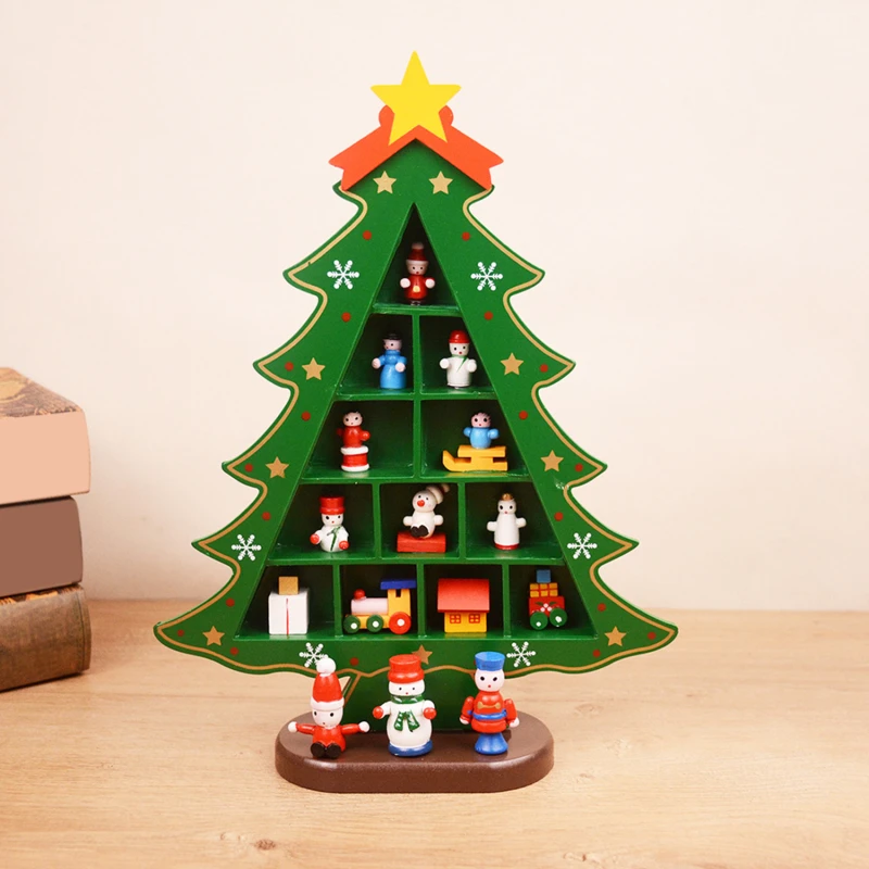 Vianočné Ozdoby, Drevené Vianočný Stromček Tvorivej Scény Rozloženie Ozdoby Troch-dimenzionální Červená Vianočné Tabuľka Desktop Dekorácie4