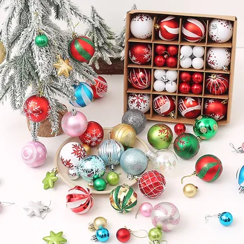 Vianočný stromček príslušenstvo, lesklé gule, 42/44PCS farebné gule, elektrolyticky pokrývajú loptu prívesky, Vianočné scény, dekorácie, závesné