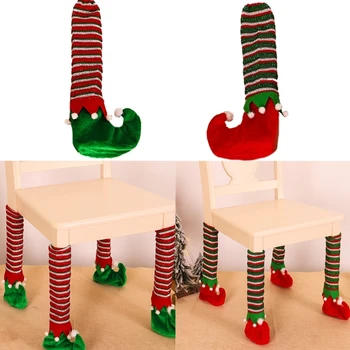 Vianočný Stôl Nohy Ponožky Stoličky Nohu Vzťahuje Na Poschodí Chrániče Non-Slip Pruhované Tkaniny Nábytkové Nohy, Rukáv Dekor