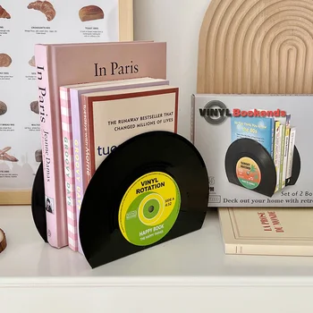 Vinyl CD Bookends Tvorivé Záznam Bookstand Ploche Dekorácie Rubbie Vintage Oblasť Skrinka Office Príslušenstvo
