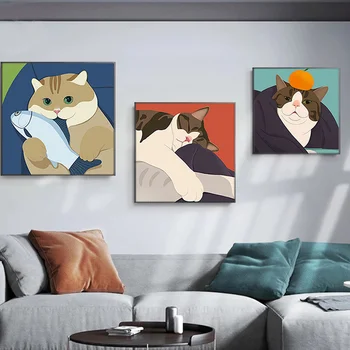 Vtipné Mačky, Obrázky Roztomilý Zvieratá Plagáty a Vytlačí Plátno na Maľovanie na Stenu Umenie Fotografie pre Obývacia Izba Moderné Abstraktné Domova
