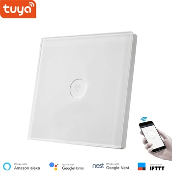 WiFi smart light switch Tuya App touch ovládania EÚ 1 2 3 gang, Sklenený panel na stenu spínač domácej elektroniky domovská stránka google kompatibilné