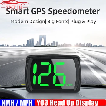 Y03 GPS Meter Pre Všetkých Auto Big Font Smart Digitálny Rýchlomer KMH Pripomienka Meter Elektronika Príslušenstvo Auto Head Up Display