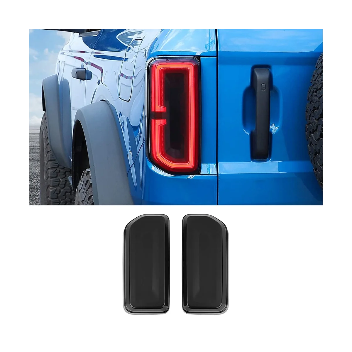 Zadné Svetlo Kryt pre Ford Bronco 2021 2022 2023, Zadné Lampy Stráže Chránič Exteriérové Doplnky (Údené Black)1