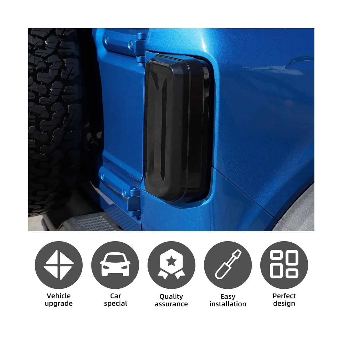 Zadné Svetlo Kryt pre Ford Bronco 2021 2022 2023, Zadné Lampy Stráže Chránič Exteriérové Doplnky (Údené Black)4
