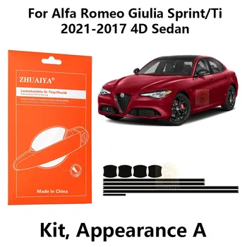 ZHUAIYA Dvere Okraji Stráže kľučky Pohár Farba ochranný Film TPU PPF Pre Alfa Romeo Giulia Sprint/Ti 2021-2017 4D Sedan