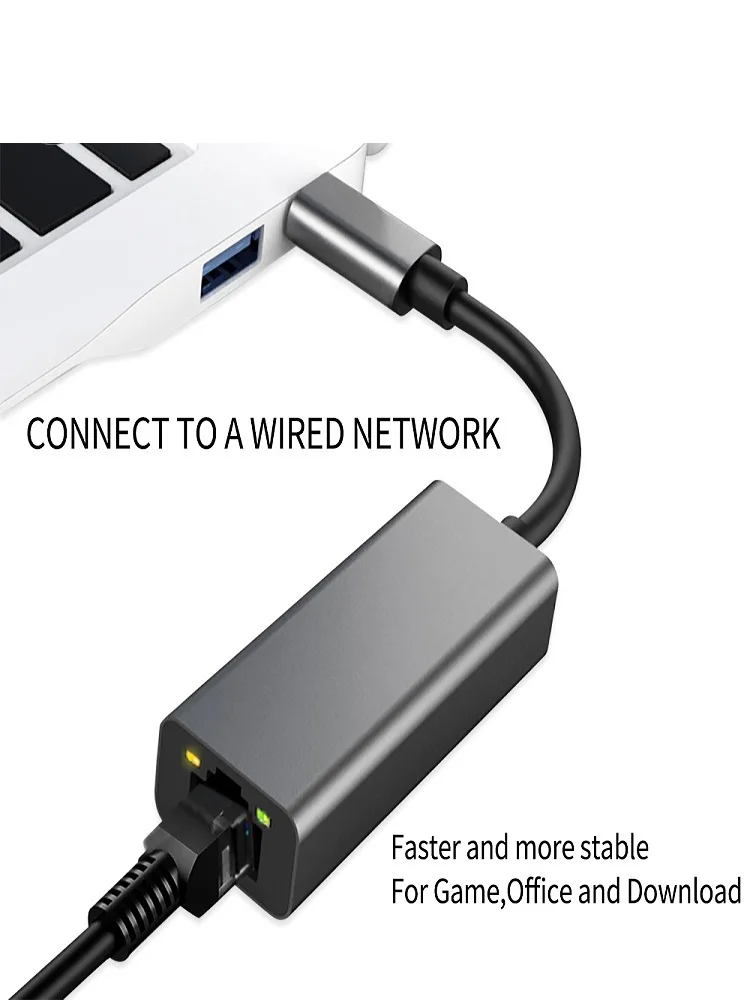 ZLRMHY USB Typ-C RJ45 Adaptér 1000Mbps vysokorýchlostné Sieťové Pripojenie Smart s LED Indikátor Pomocného Kábla Plug and Play1