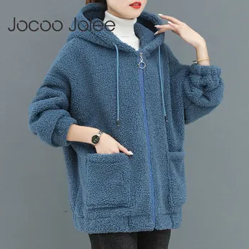 Ženy Vintage Harajuku Fleece Kapucňou Kabát Na Jeseň Zima Dlhý Rukáv, Medvedík Bunda Bežné Pevné Voľné Zips Cardigan Kabát