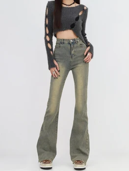 Ženy Y2k Svetlice Džínsy Harajuku 2000s Streetwear Estetické Vysoký Pás Jeans Denim Nohavice Vintage Širokú Nohu, Kovboj Oblečenie Nohavice