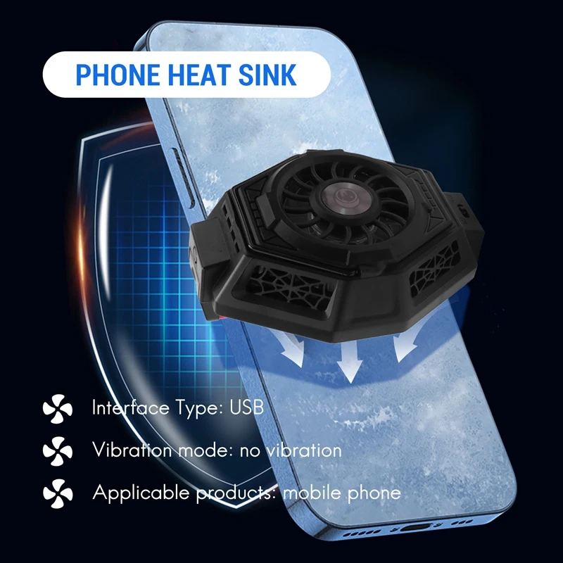 F3 Ľadové Brnenie Black Chladenie Chladenie Chladenie Radiátor Pre Ploché Android/Apple Telefón Drží Telefón:Šírka 75-95 mm (5-7.5 Palca)1