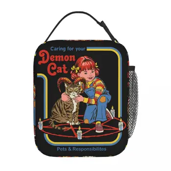Okultné Dark Arts Izolované Obed Taška Demon Hell Cat Príslušenstvo Vintage Polovice Storočia Diabli Hrôzou Satan Potravín Tašky Chladnejšie Tepelnej
